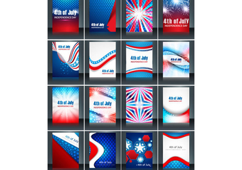 Set Of 4th July Independence Day Card - vector gratuit #354461